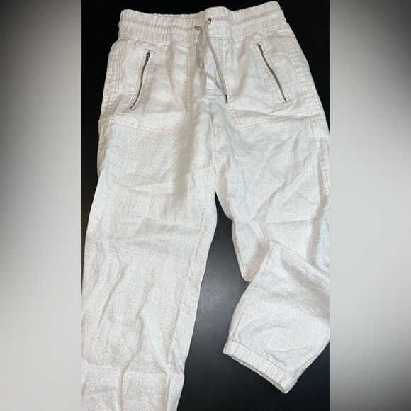 Athleta Cheetah Print Cabo 100% Linen Jogger Pants Size 6 EUC - Picture 1 of 9